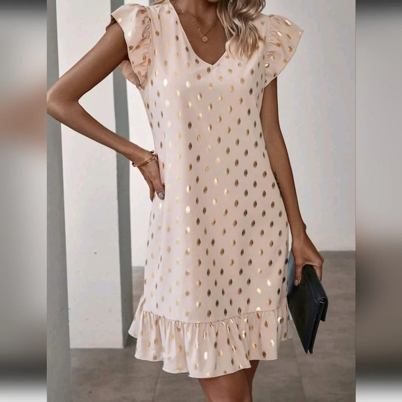 Women's Full Print Ruffle Sleeve Dress - Picture 4 of 5